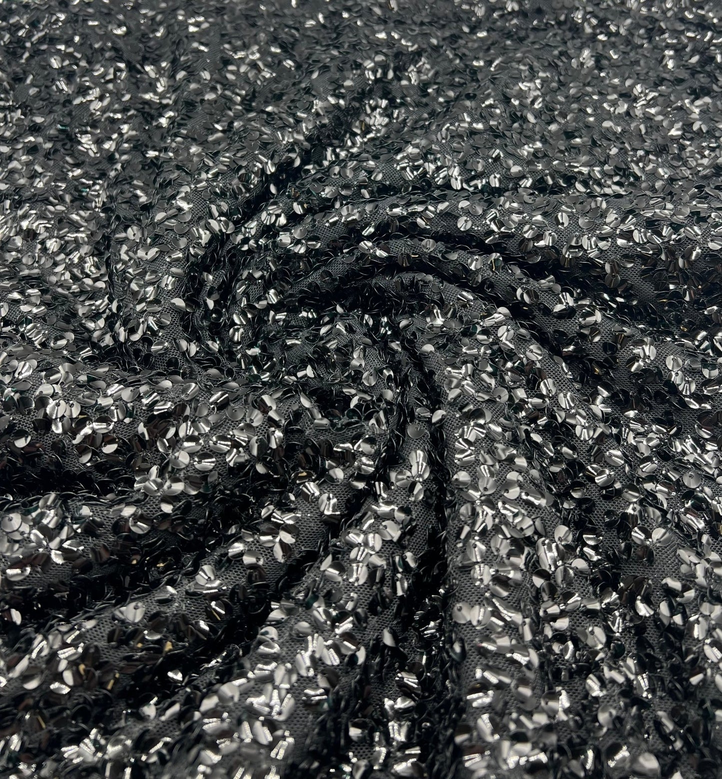 Black on Black Large Sequin Detail Fabric - T9 Fabrics