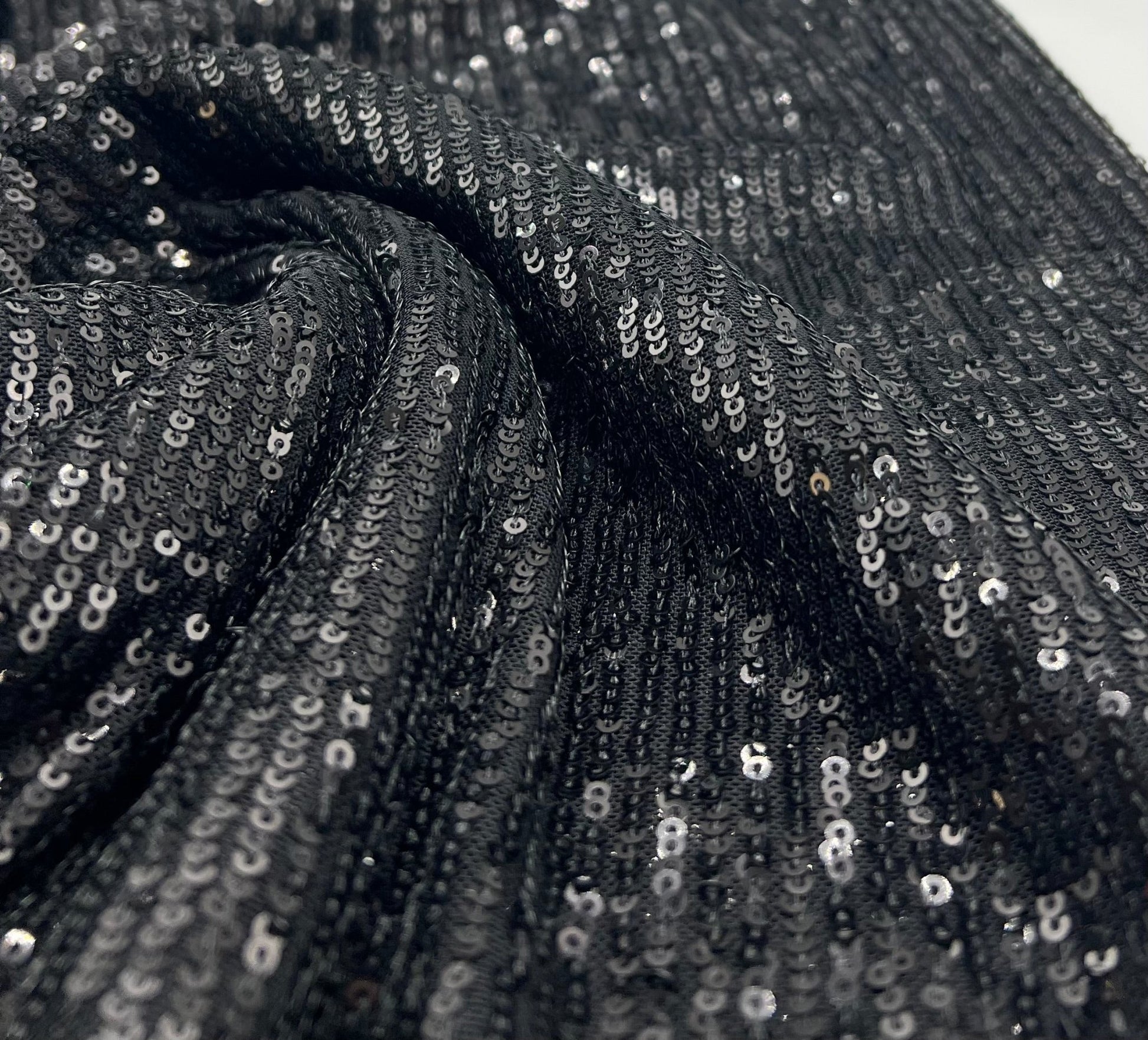 Black on Black Sequin Detail Fabric - T9 Fabrics