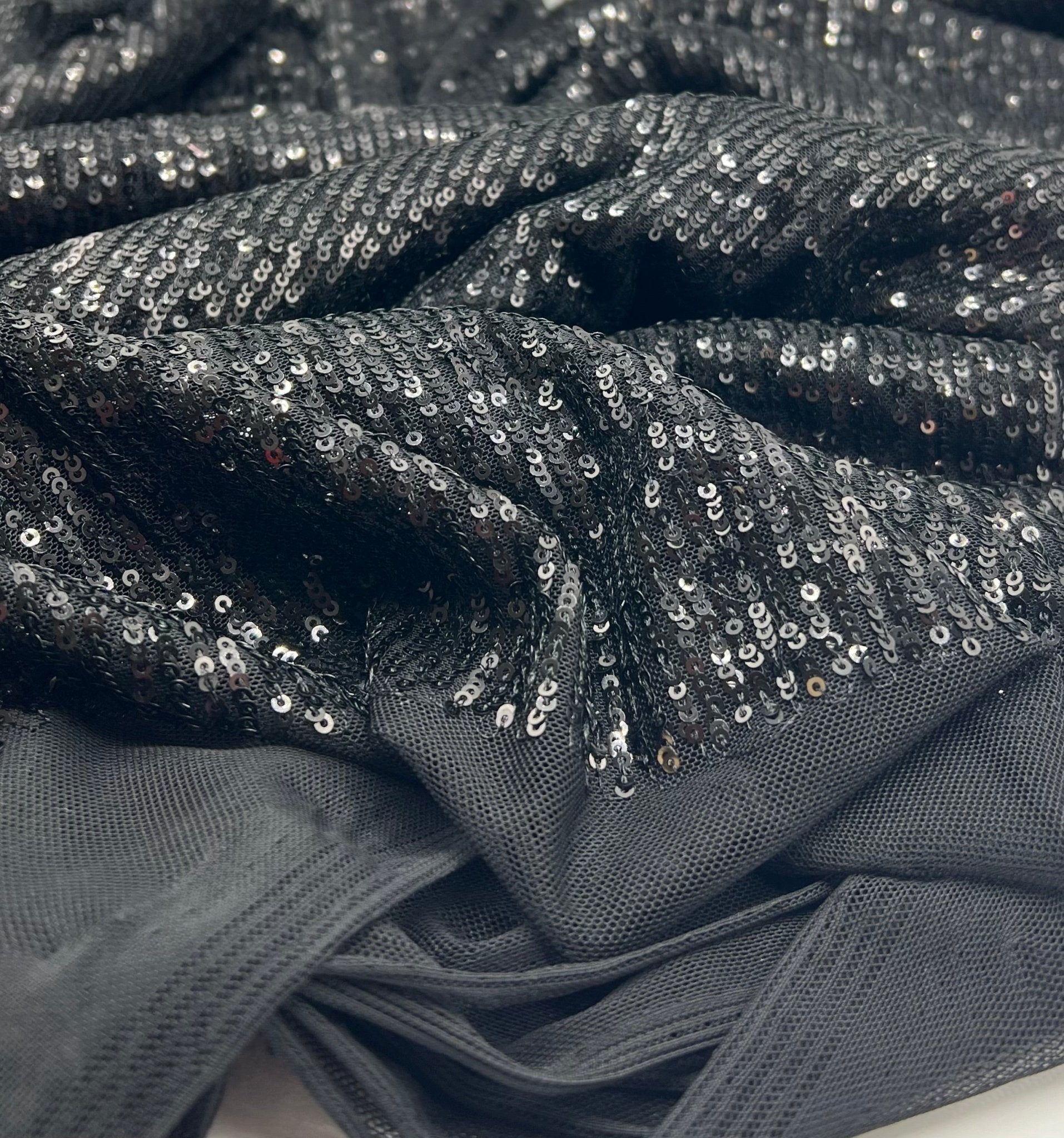 Black on Black Sequin Detail Fabric - T9 Fabrics