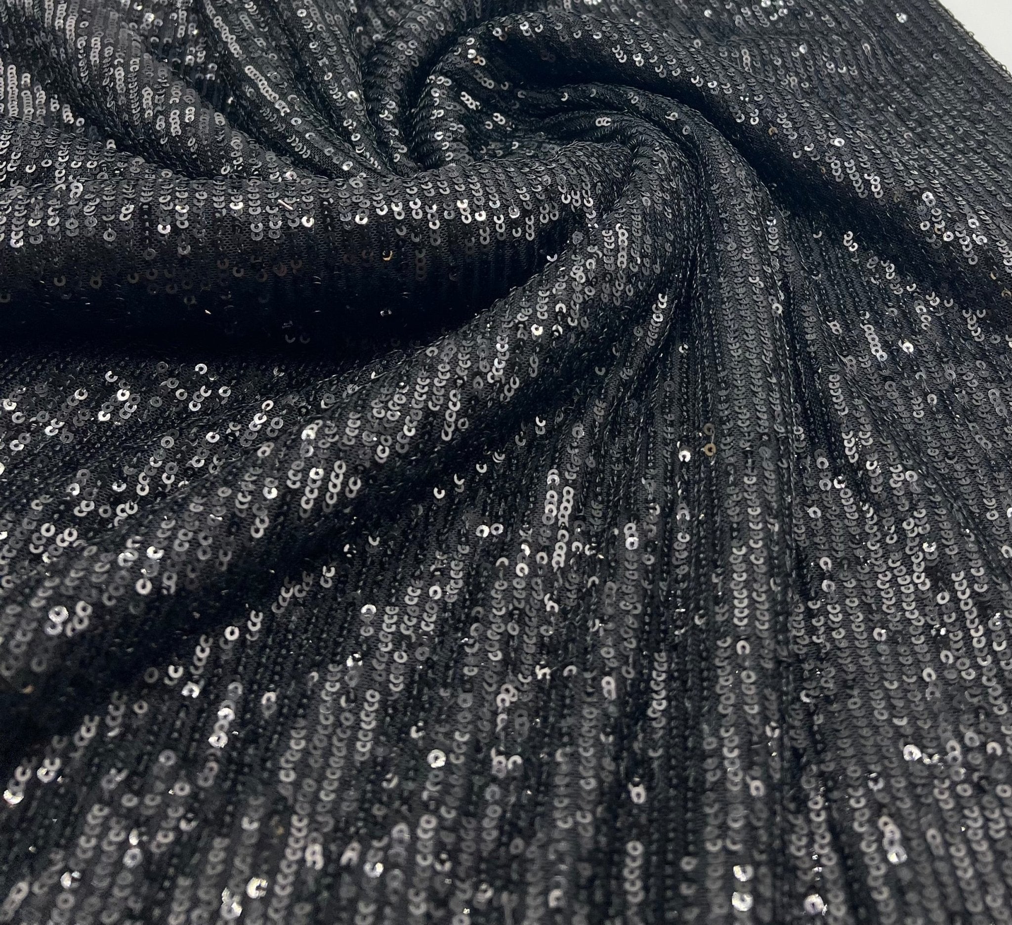 Black on Black Sequin Detail Fabric - T9 Fabrics