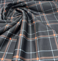 Black Orange Check Ponte Fabric - T9 Fabrics