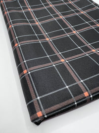 Black Orange Check Ponte Fabric - T9 Fabrics