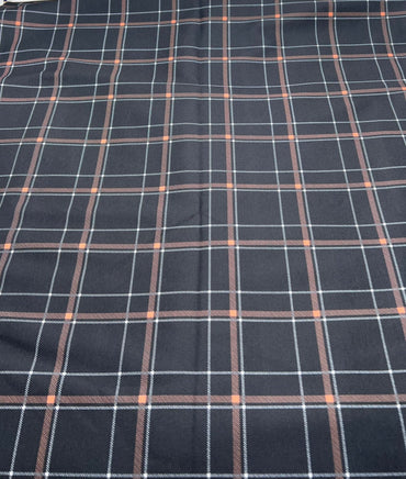 Black Orange Check Ponte Fabric - T9 Fabrics