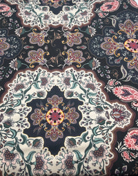 Black Paisley Floral Super Soft Print Spun Poly Stretch Fabric - T9 Fabrics