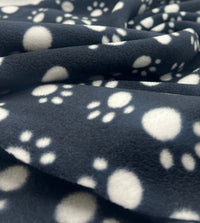 Black Paws Printed Anti - Pil Polar Fleece Fabric Blanket Loungewear - T9 Fabrics