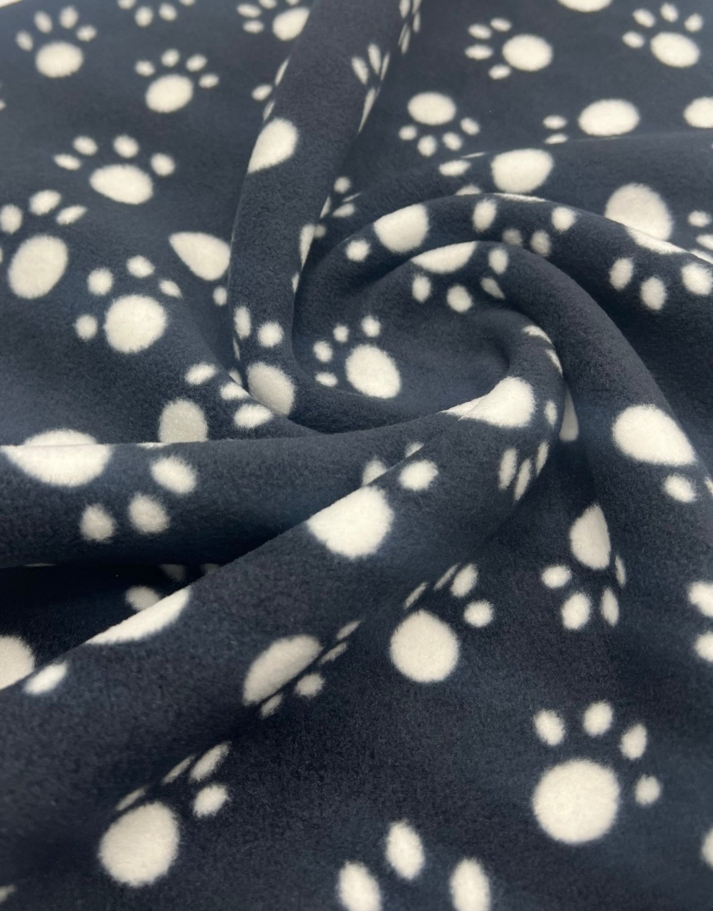 Black Paws Printed Anti - Pil Polar Fleece Fabric Blanket Loungewear - T9 Fabrics