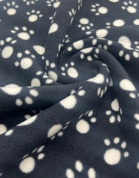Black Paws Printed Anti - Pil Polar Fleece Fabric Blanket Loungewear - T9 Fabrics