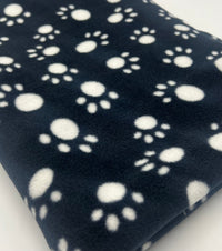 Black Paws Printed Anti - Pil Polar Fleece Fabric Blanket Loungewear - T9 Fabrics