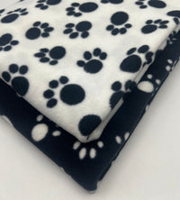 Black Paws Printed Anti - Pil Polar Fleece Fabric Blanket Loungewear - T9 Fabrics