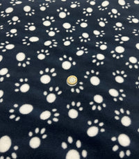 Black Paws Printed Anti - Pil Polar Fleece Fabric Blanket Loungewear - T9 Fabrics