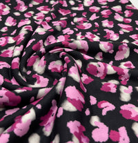 Black Pink Animal Print Viscose Elastane 4 Way Stretch Fabric - T9 Fabrics