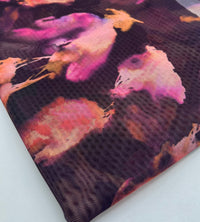 Black Pink Floral Mix Mesh Fabric Stretch - T9 Fabrics