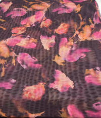 Black Pink Floral Mix Mesh Fabric Stretch - T9 Fabrics