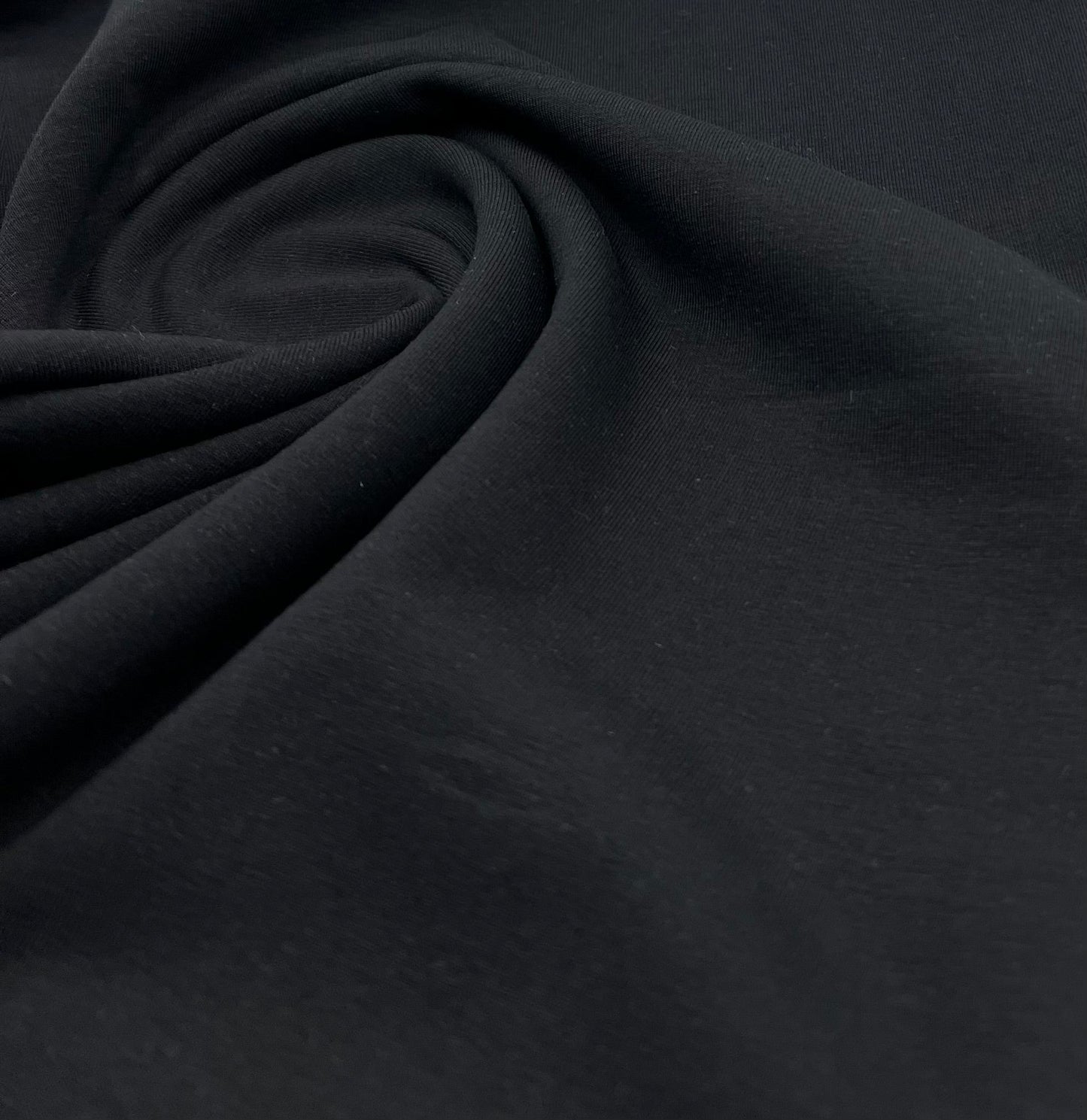 Black Plain Cotton Stretch Jersey 240 GSM 92/8 Lycra Jersey, 4 Way Stretch, Sold By Metre - T9 Fabrics