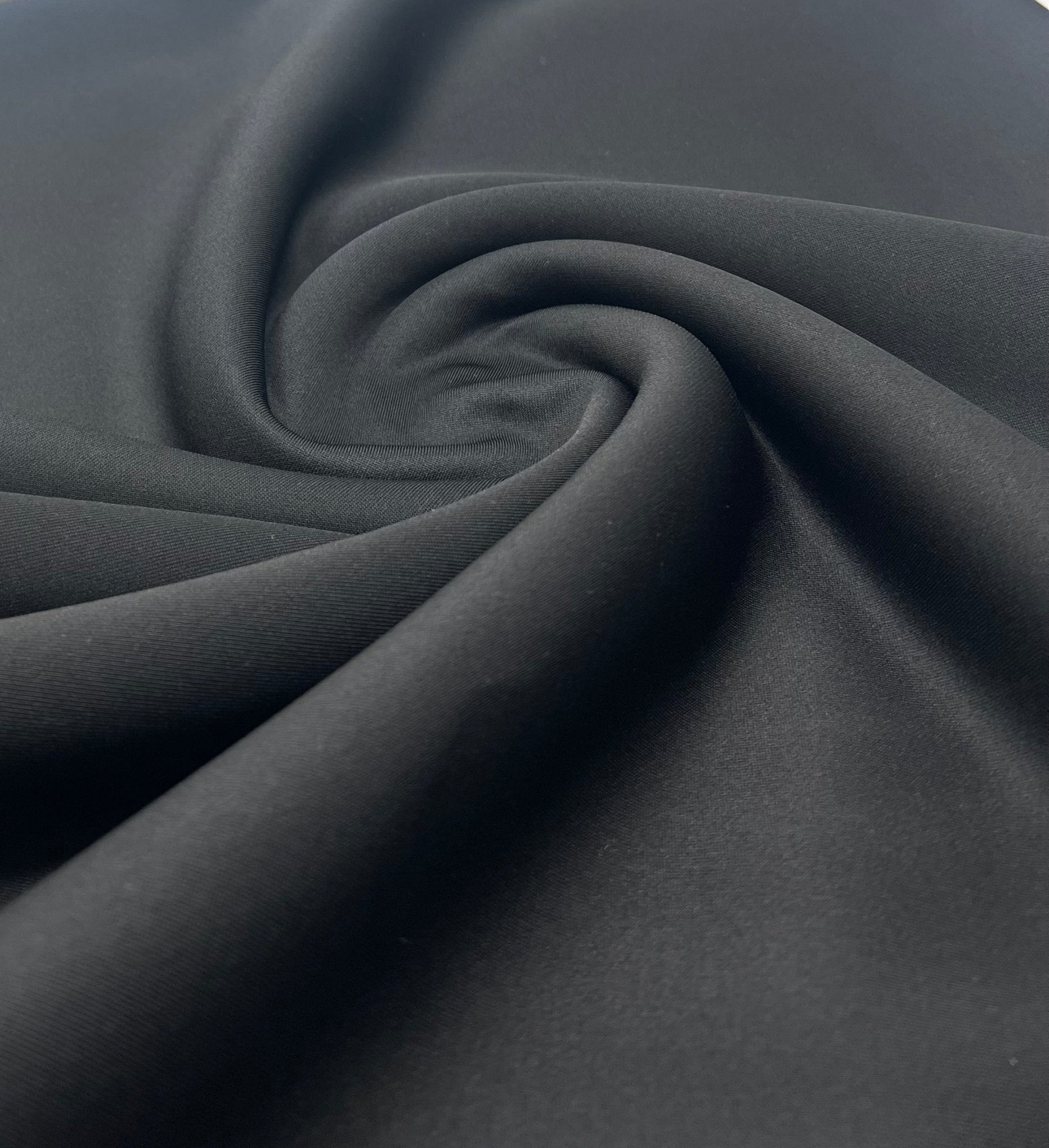 Black Plain Scuba 4 Way Stretch Jersey Fabric - T9 Fabrics