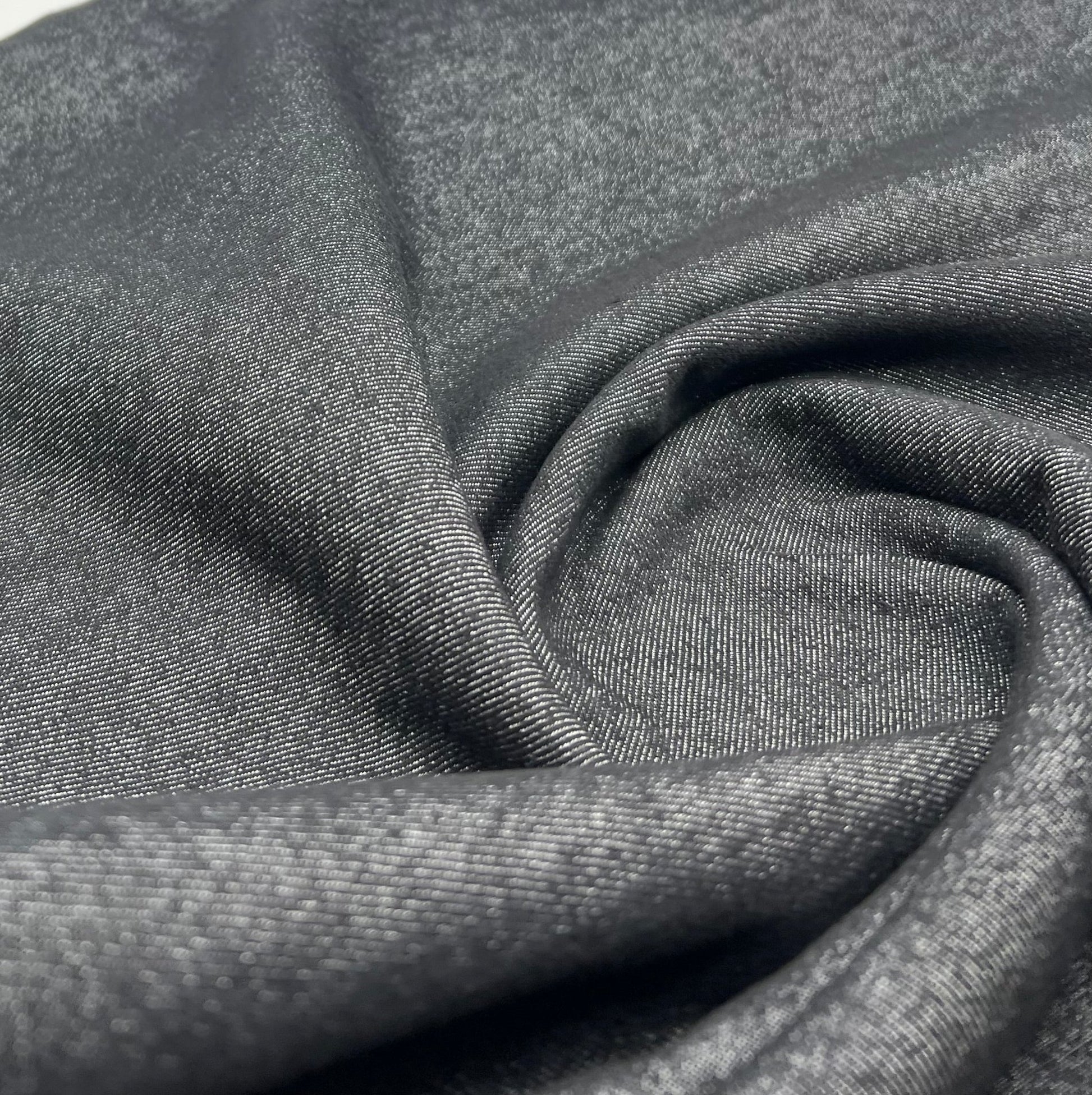 Black Plain Washed Stretch Denim 280GSM - T9 Fabrics