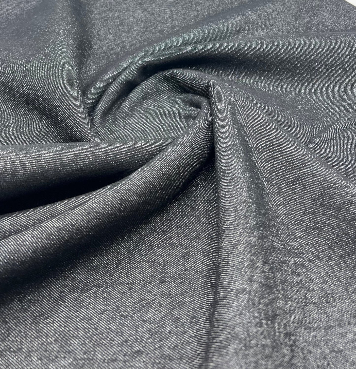 Black Plain Washed Stretch Denim 280GSM - T9 Fabrics