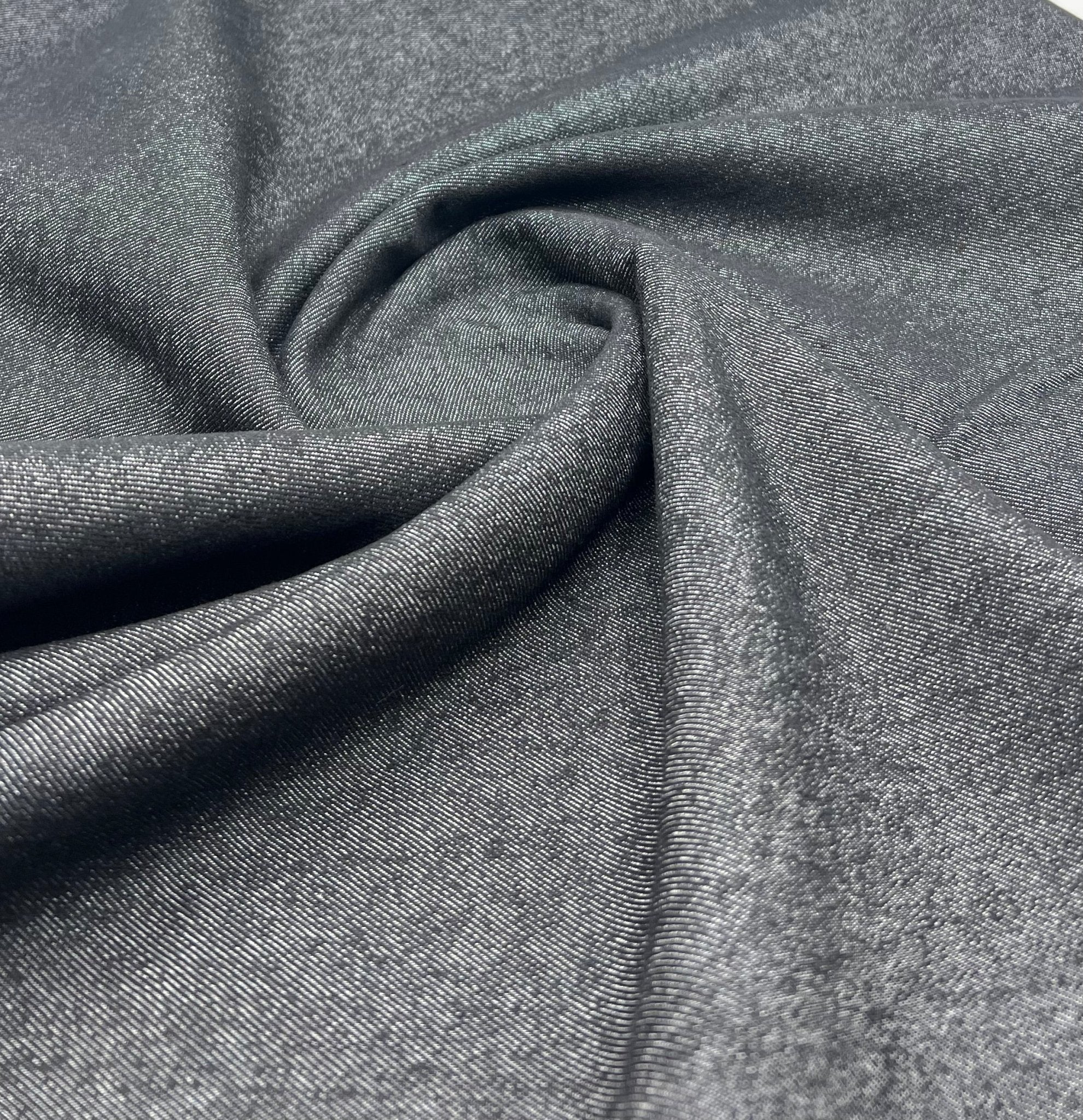 Black Plain Washed Stretch Denim 280GSM - T9 Fabrics