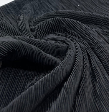 Black Plisse Stretch Fabric - T9 Fabrics