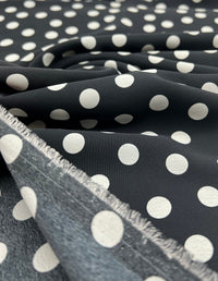 Black Polka Printed Chiffon Dress Fabric - T9 Fabrics