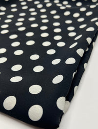 Black Polka Printed Chiffon Dress Fabric - T9 Fabrics