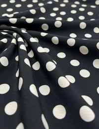 Black Polka Printed Chiffon Dress Fabric - T9 Fabrics