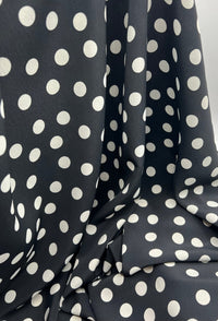 Black Polka Printed Chiffon Dress Fabric - T9 Fabrics