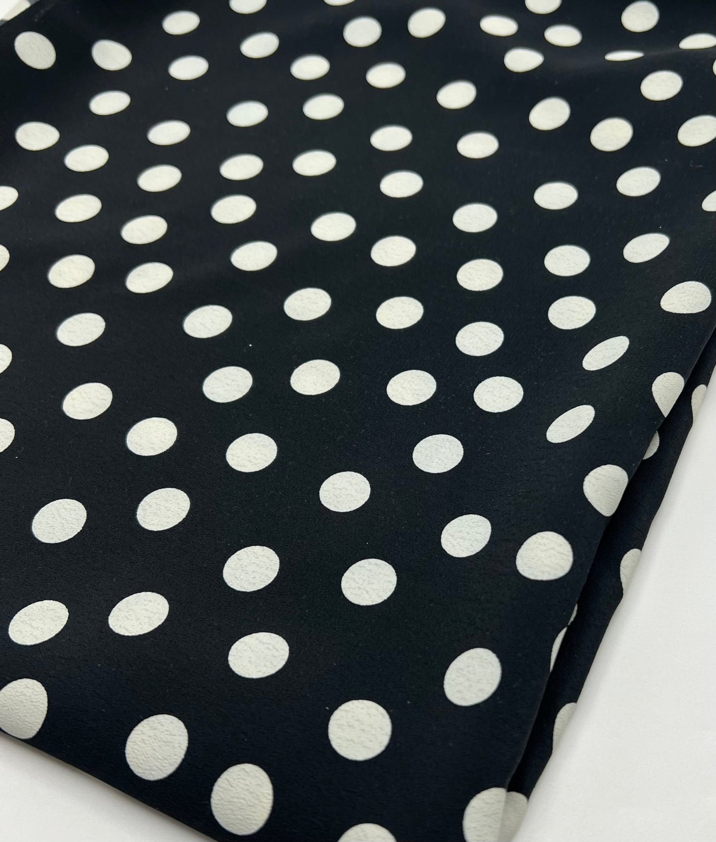 Black Polka Printed Chiffon Dress Fabric - T9 Fabrics