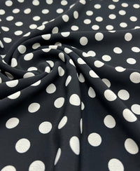 Black Polka Printed Chiffon Dress Fabric - T9 Fabrics