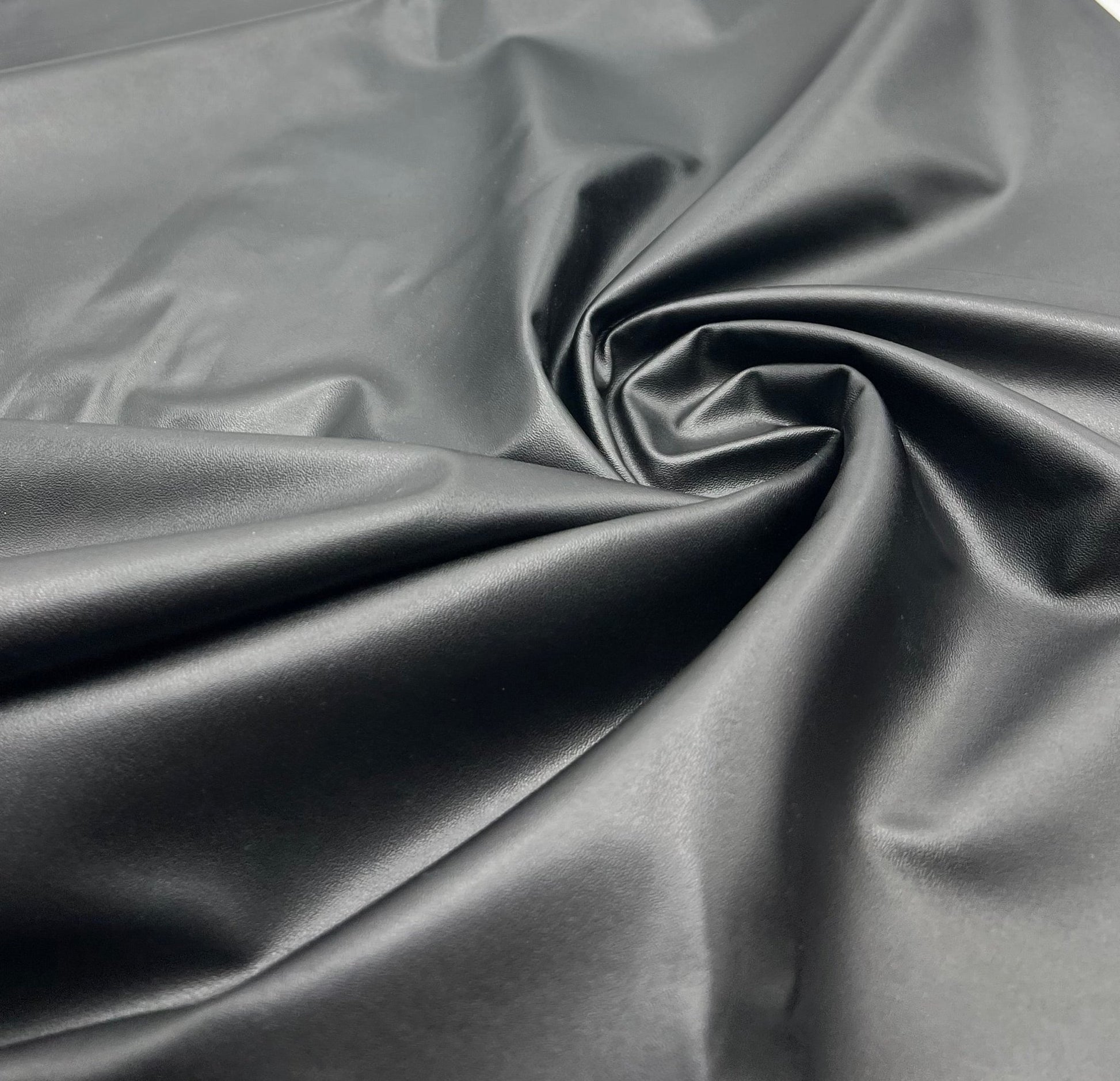 Black PU Wet look Leather 2 Way Stretch Dress Craft Fabric - T9 Fabrics