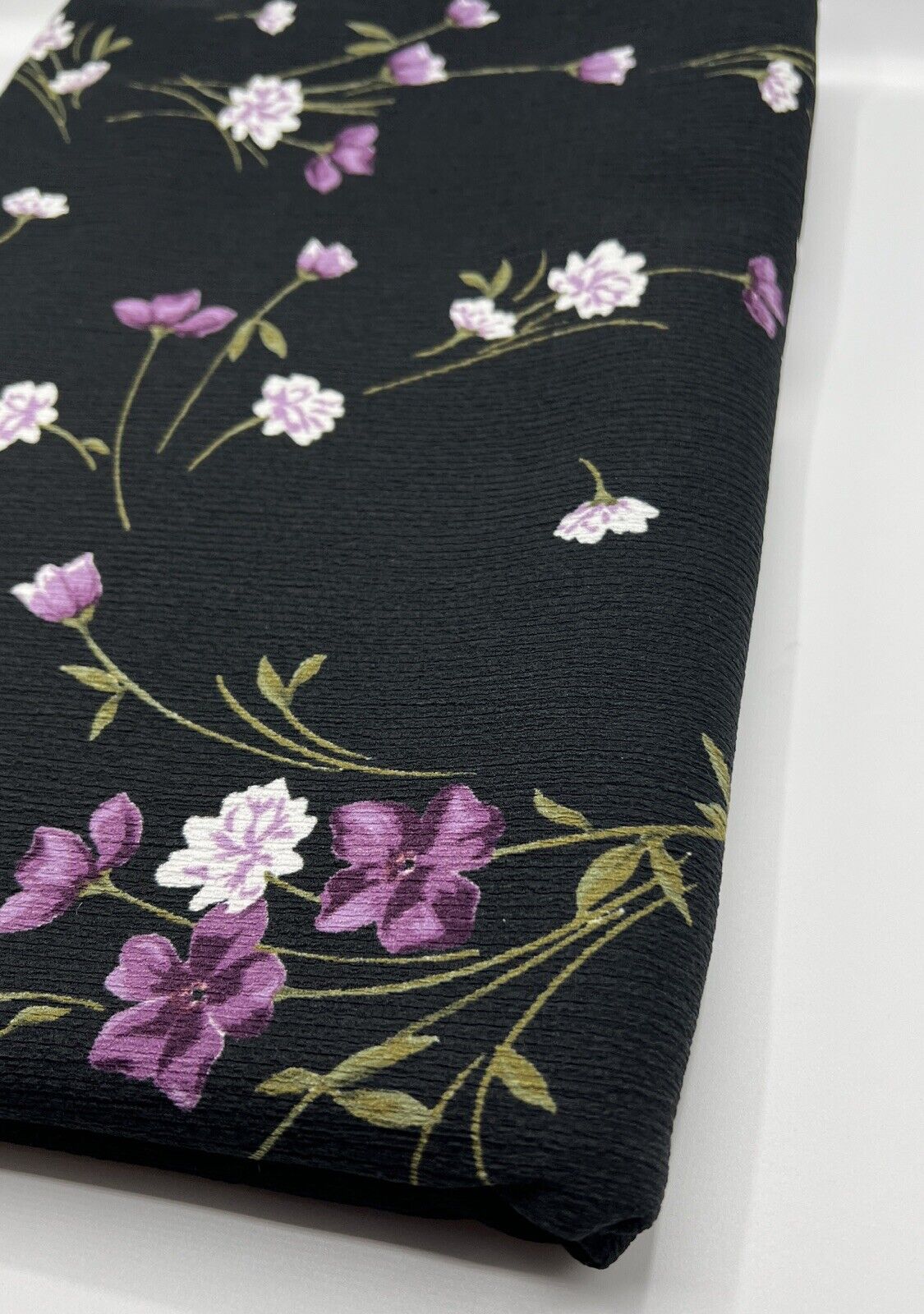 Black Purple Floral Tree Bark Stretch Dress Craft Fabric - T9 Fabrics