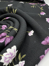 Black Purple Floral Tree Bark Stretch Dress Craft Fabric - T9 Fabrics