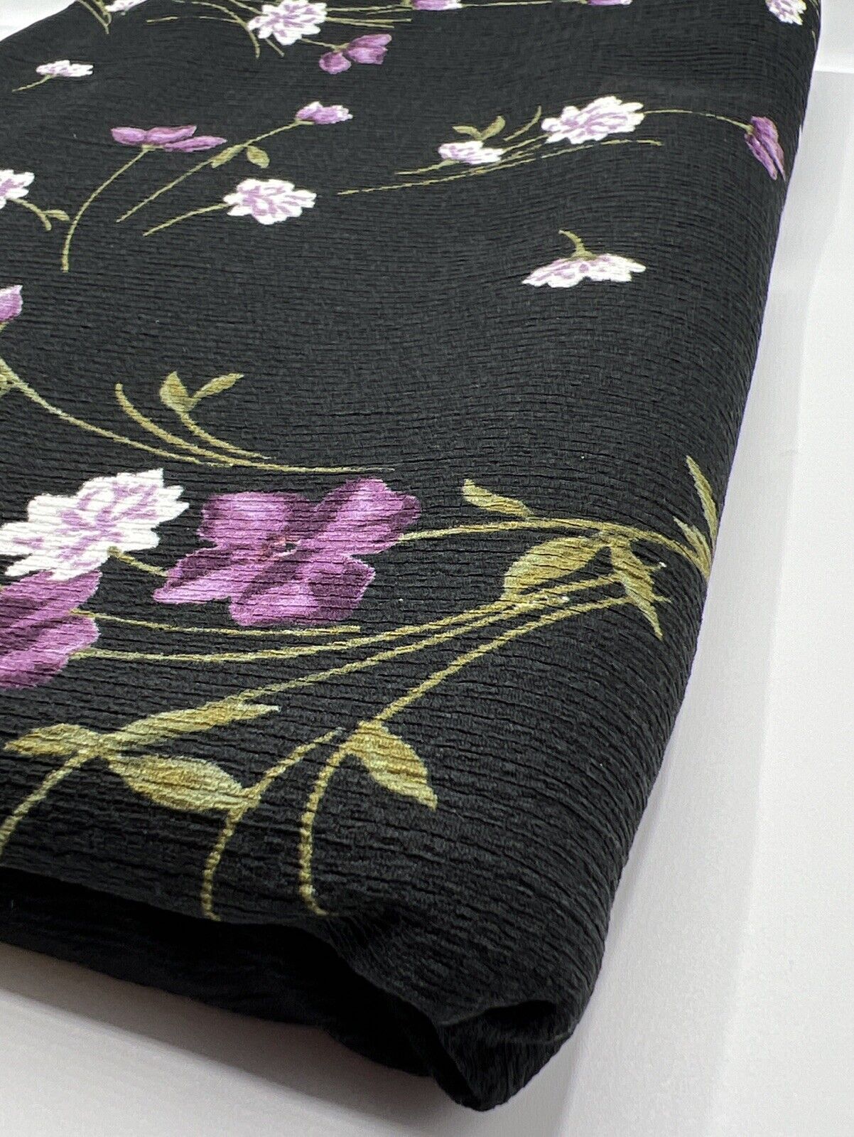 Black Purple Floral Tree Bark Stretch Dress Craft Fabric - T9 Fabrics