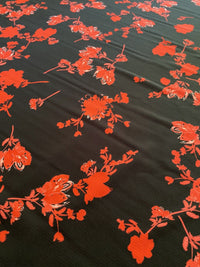 Black & Red Floral Print Chiffon Fabric - T9 Fabrics