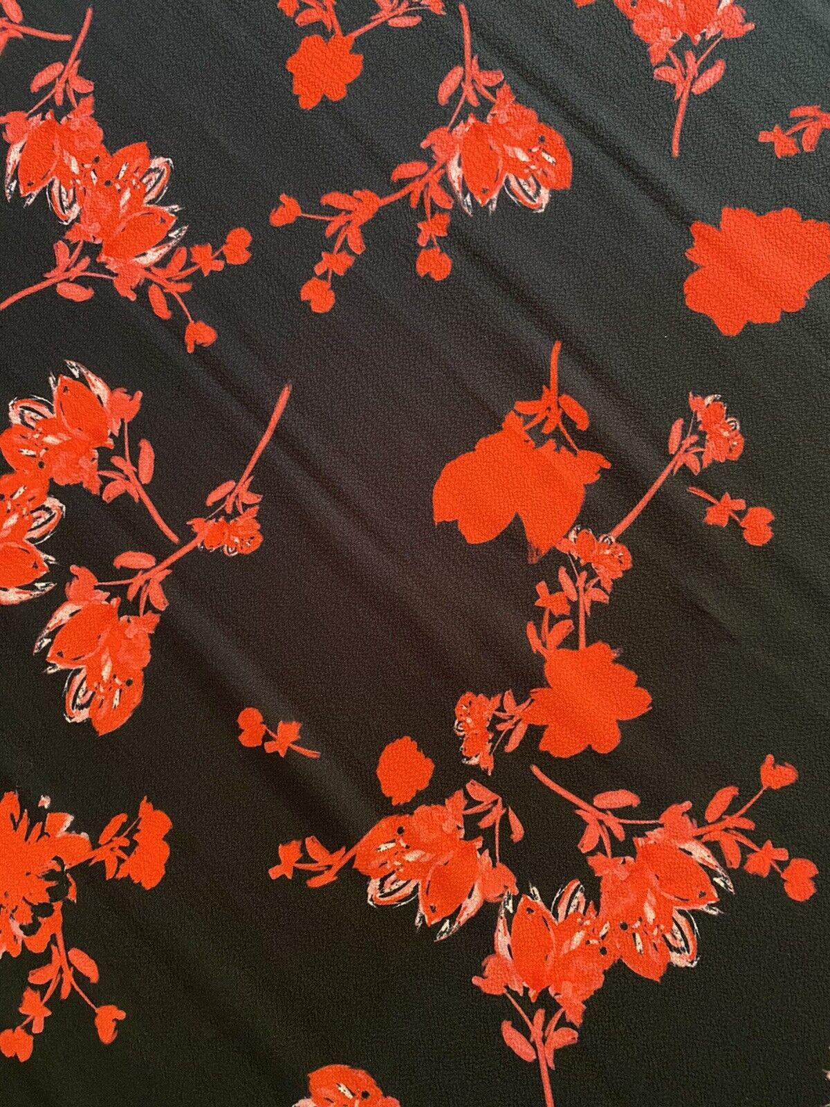 Black & Red Floral Print Chiffon Fabric - T9 Fabrics