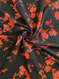 Black & Red Floral Print Chiffon Fabric - T9 Fabrics