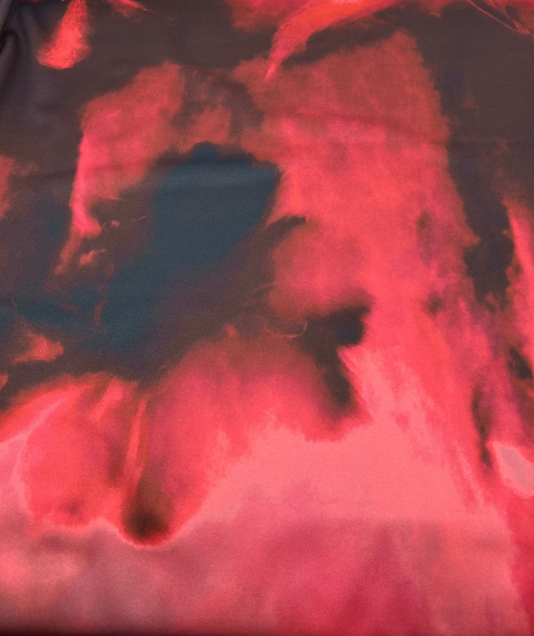 Black Red Floral Printed Plain Scuba 2 Way Stretch Jersey Fabric - T9 Fabrics