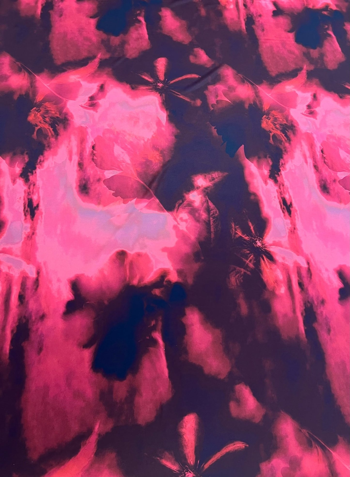 Black Red Floral Printed Plain Scuba 2 Way Stretch Jersey Fabric - T9 Fabrics