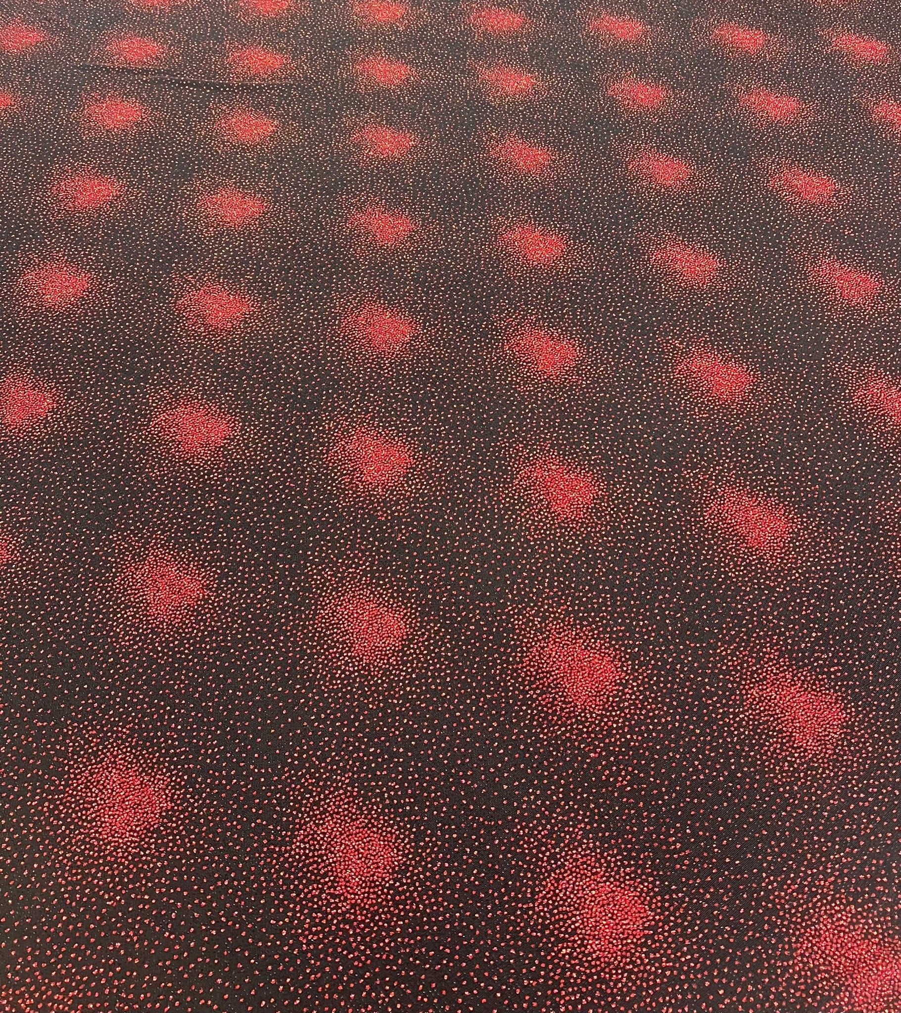 Black Red Glitter Detail Lurex Sparkle Metallic Stretch Knit Fabric - T9 Fabrics