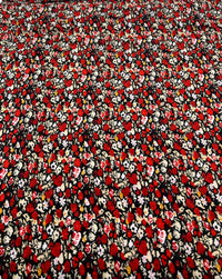 Black Red Mix Ditsy Viscose Elastane 4 Way Stretch Fabric - T9 Fabrics