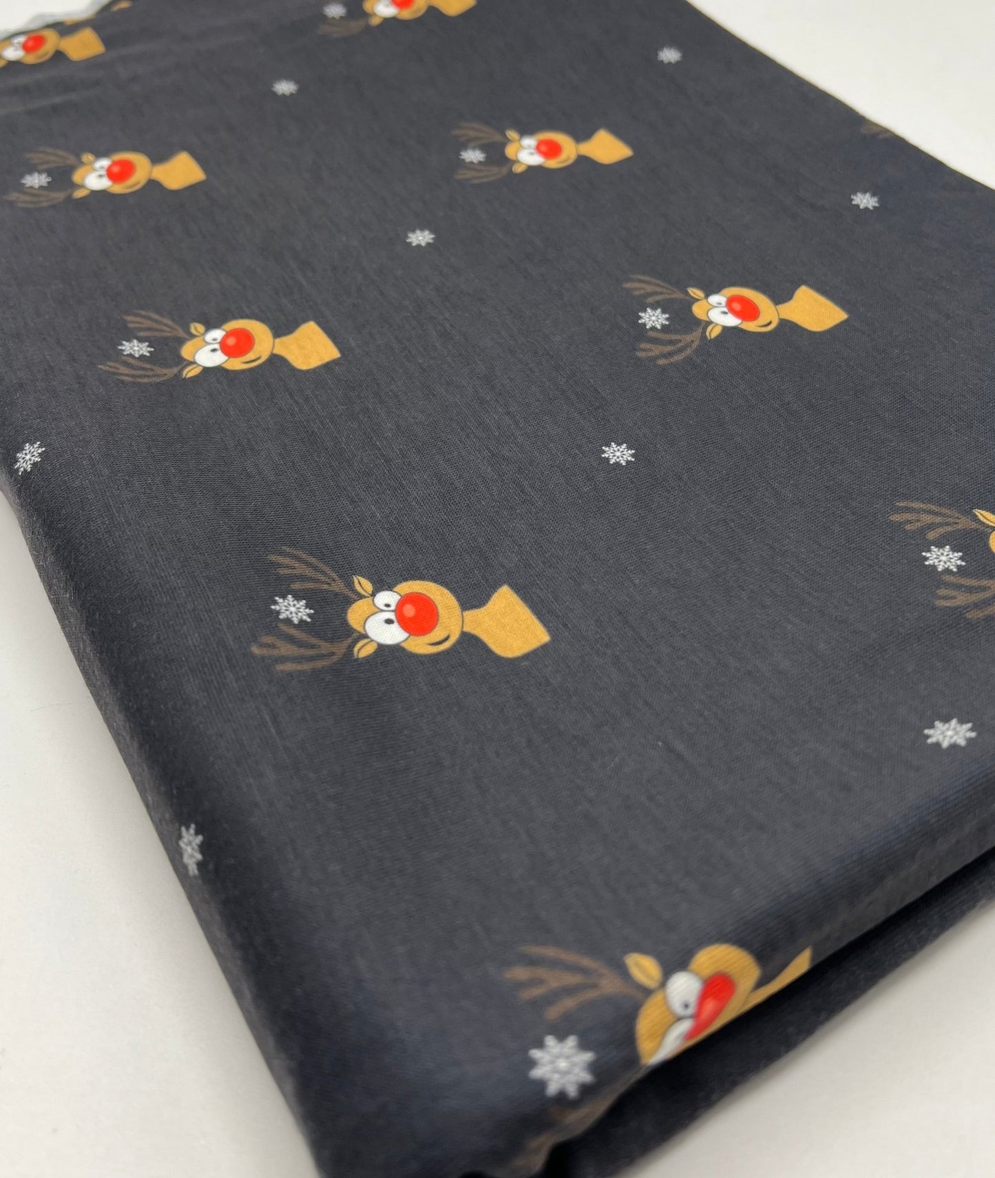 Black Rudolph Print Soft Spun Poly Stretch Fabric - T9 Fabrics