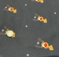 Black Rudolph Print Soft Spun Poly Stretch Fabric - T9 Fabrics