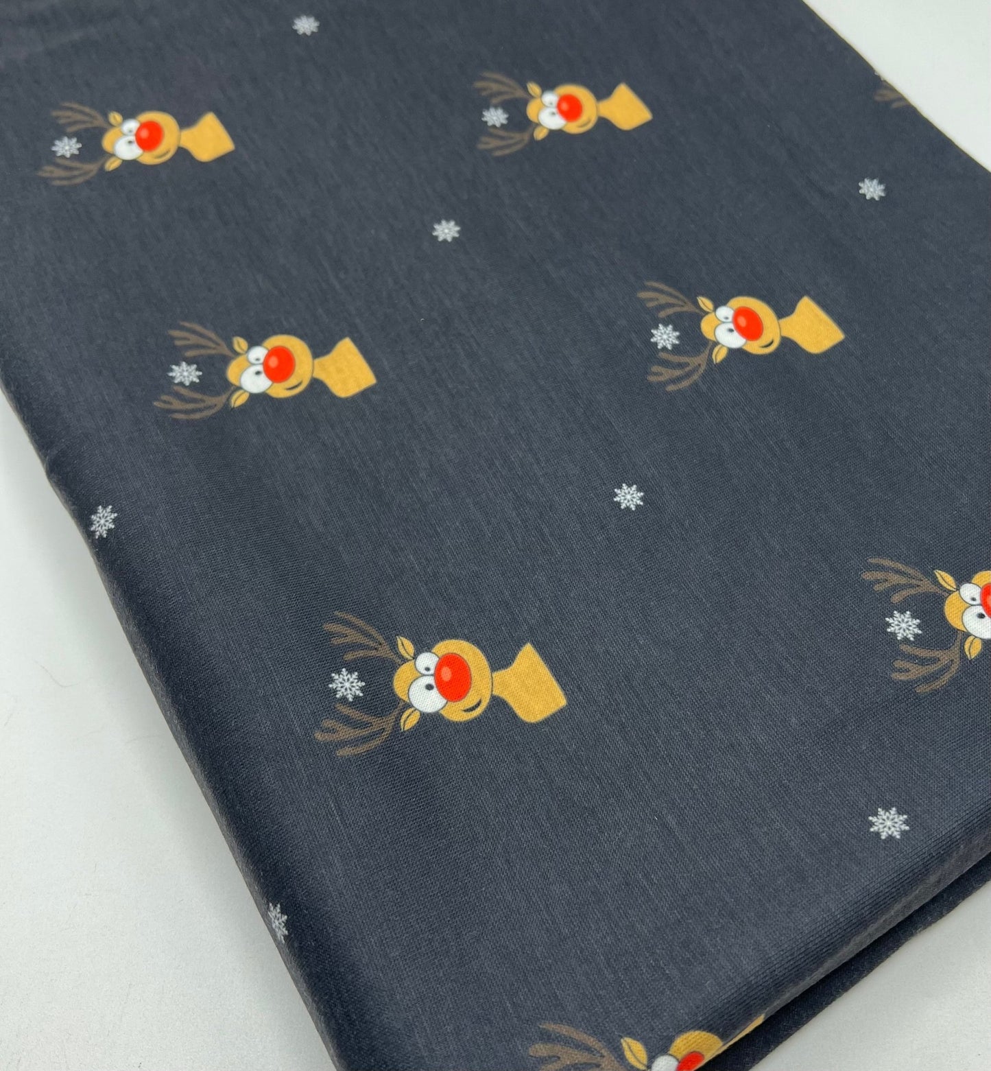 Black Rudolph Print Soft Spun Poly Stretch Fabric - T9 Fabrics