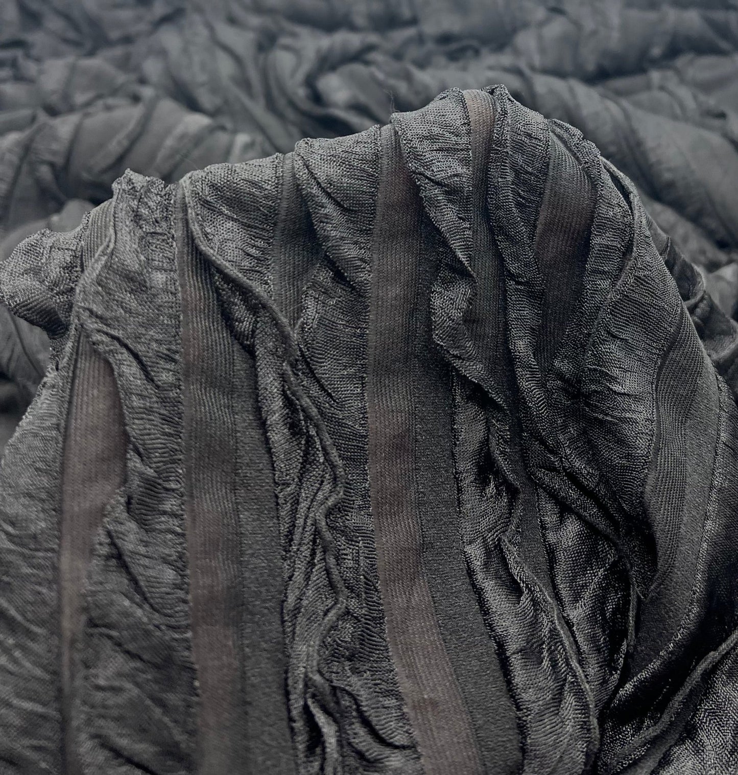 Black Ruffle Textured 4 Way Stretch Fabric - T9 Fabrics