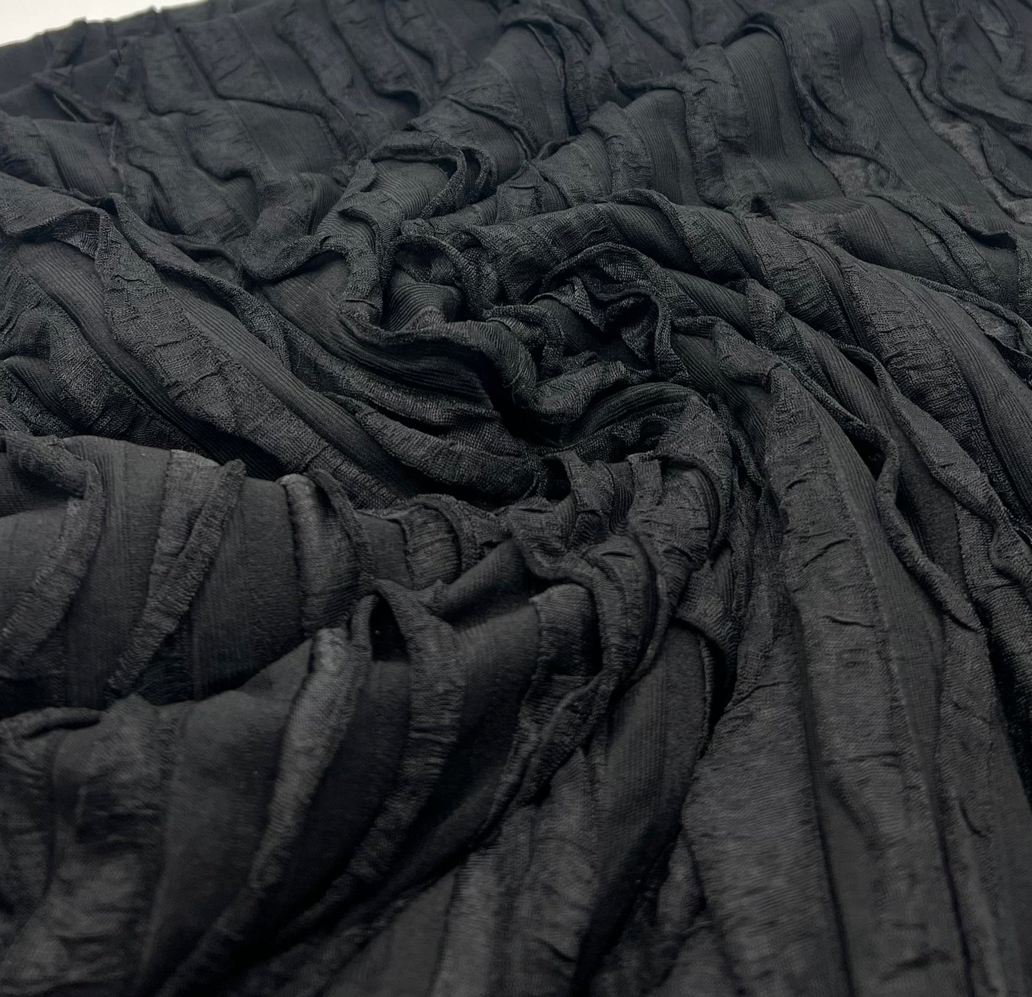 Black Ruffle Textured 4 Way Stretch Fabric - T9 Fabrics