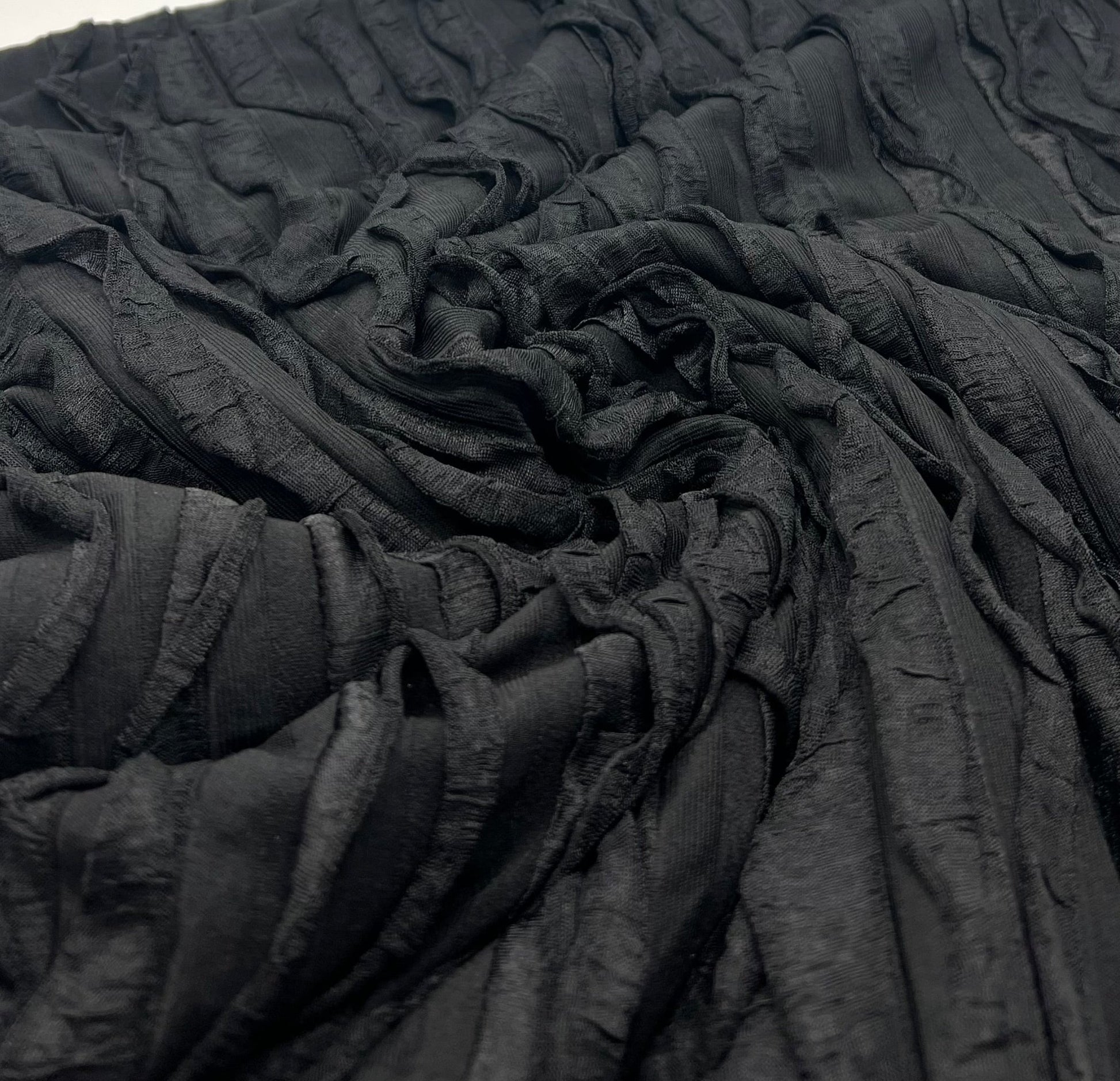 Black Ruffle Textured 4 Way Stretch Fabric - T9 Fabrics