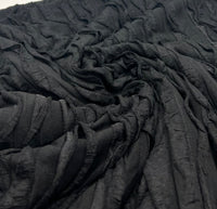 Black Ruffle Textured 4 Way Stretch Fabric - T9 Fabrics