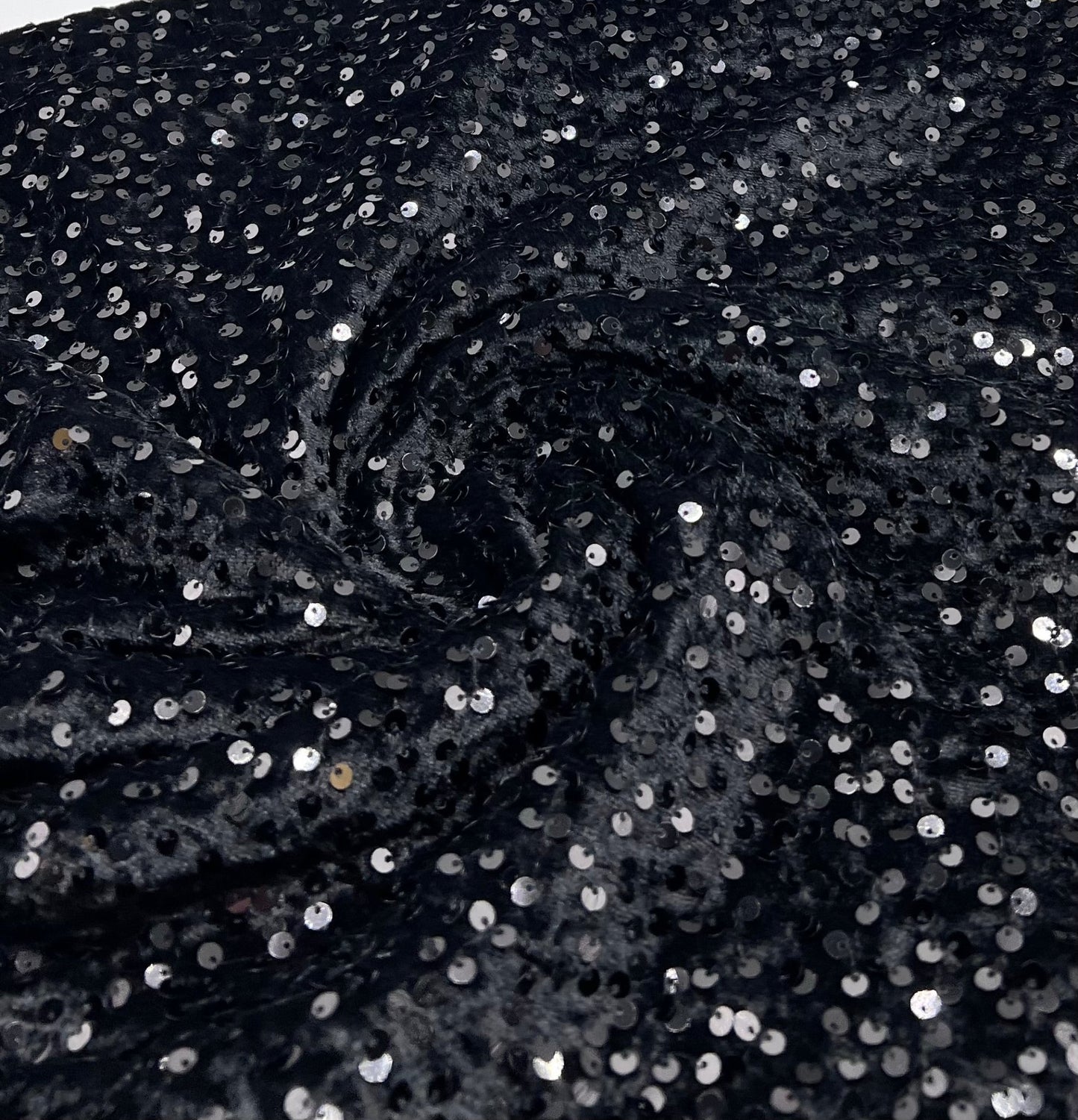 Black Sequin Velour Fabric - T9 Fabrics