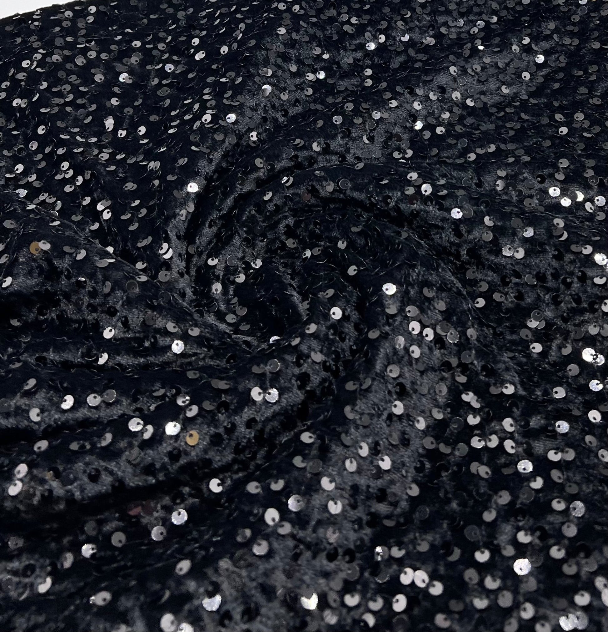 Black Sequin Velour Fabric - T9 Fabrics