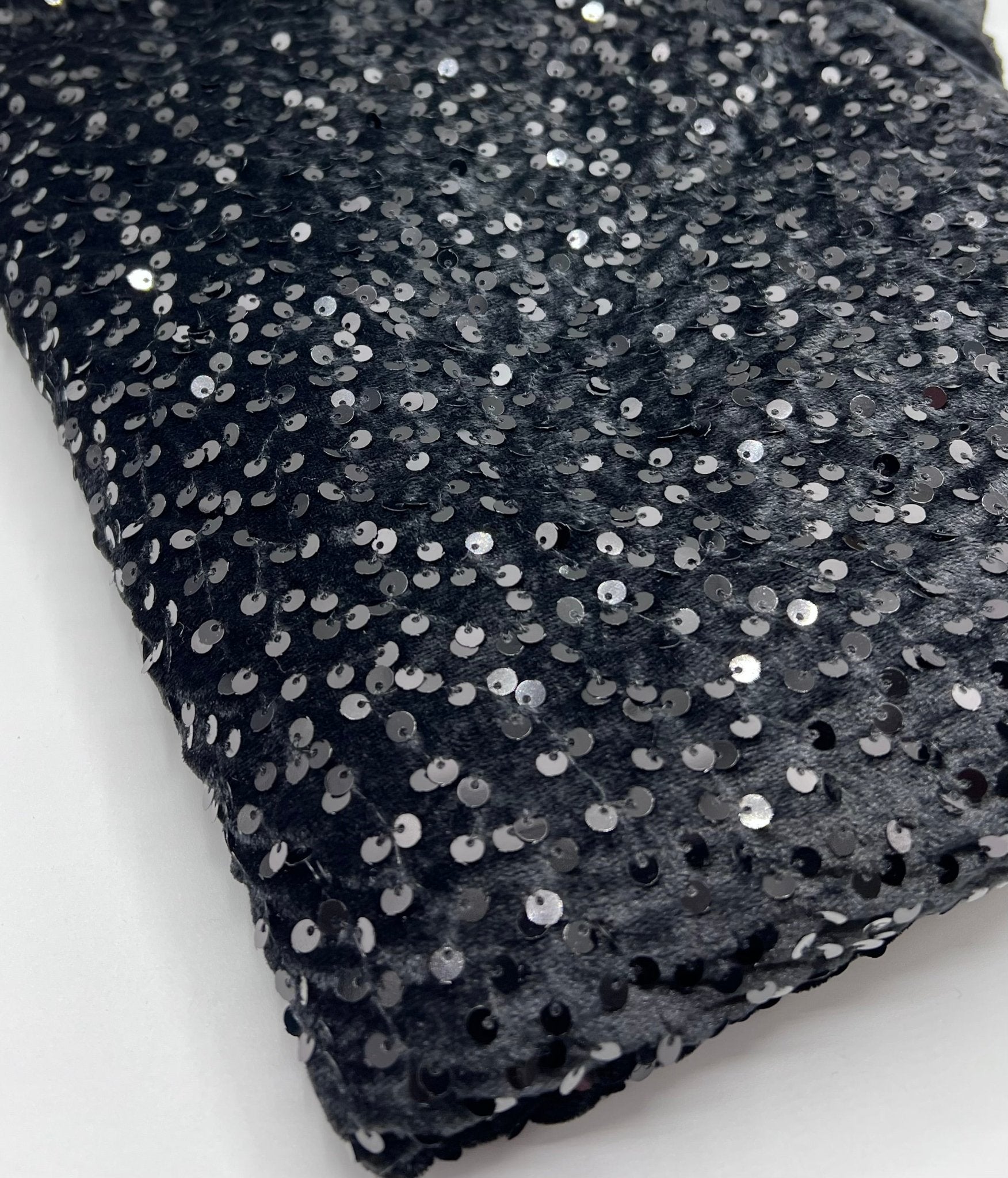 Black Sequin Velour Fabric - T9 Fabrics